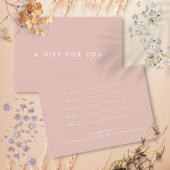 Enkel Elegant Feminint Rosa Presentkort (Simple Elegant Girly Pink Gift Certificate)