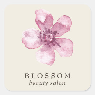 Enkel Elegant Flower Ivory Rosa Blommigt Fyrkantigt Klistermärke