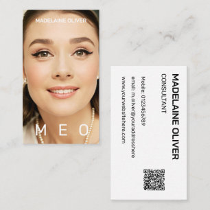 Enkel Elegant för fotoQR-kod Visitkort
