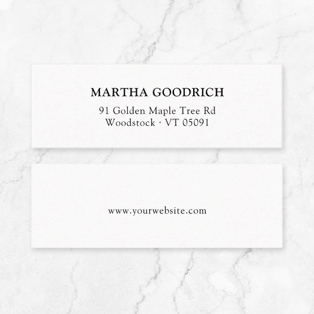 Enkel Elegant för klass 12 Mini Visitkort (Timeless Quiet Luxury Mini Business Card - Classic Elegant Typography Small Business Stationary.)