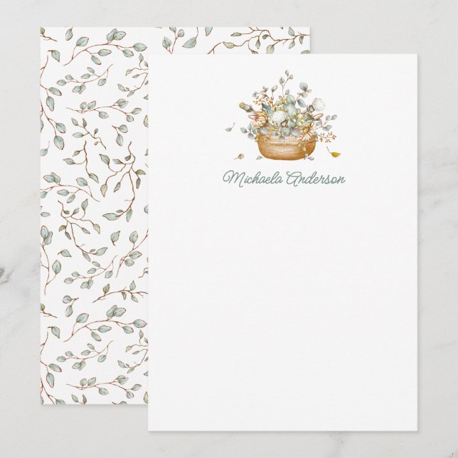 Enkel Elegant för moderna botaniska blommor och Lö Anteckningskort (Fram/baksida)