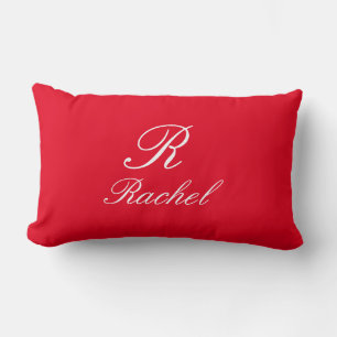 Enkel Elegant för Monogram Initial Namn Red White Lumbarkudde
