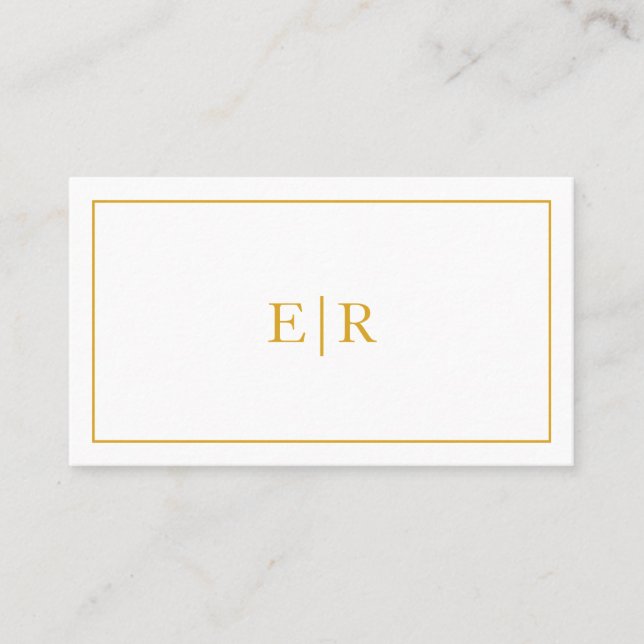 Enkel Elegant för Professionell i Guld Monogram Visitkort (Framsida)