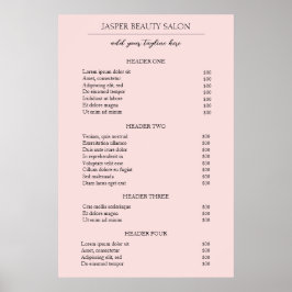 Enkel Elegant för Rosa Modern Pris företagslista Poster