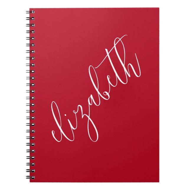 Enkel Elegant för Scarlen Red and White Script-tec Anteckningsbok (Framsidan)