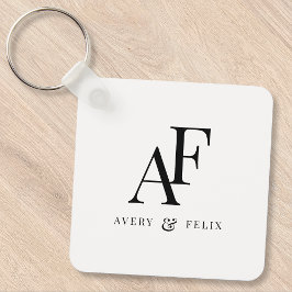 Enkel Elegant för svartvit monogram Nyckelring
