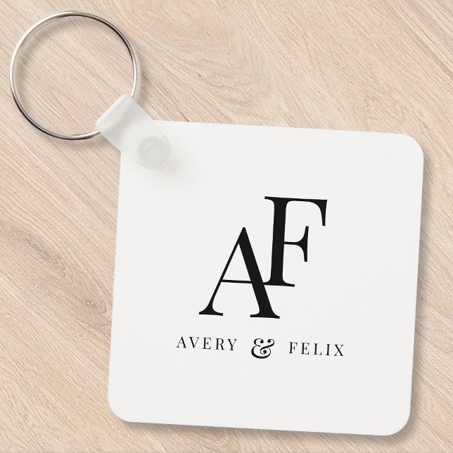 Enkel Elegant för svartvit monogram Nyckelring (Skapare uppladdad)
