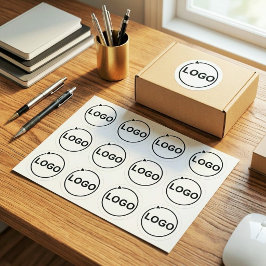Enkel Elegant Företagets Logotyp Här | Anpassad Mi Runt Klistermärke