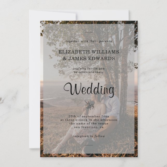 Enkel Elegant Förlovning Foto Bröllop Inbjudningar (Framsida)