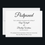 Enkel, elegant förlovningsannons med datum för upp inbjudningar<br><div class="desc">Här är ett elegant och enkelt kort för att meddela dina gäster om det har blivit nödvändigt att ändra datum för din bröllopsdag. Använd mallfälten för att lägga till dina personliga detaljer och gör denna unika, moderna design till din egen. Den vita bakgrunden kan ändras till valfri färg. Alla teckensnitt...</div>