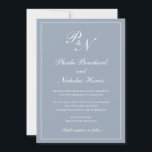 Enkel Elegant Formell Monogram Dusty Blue Bröllop Inbjudningar<br><div class="desc">Traditionell kalligrafi av stil-dammiga blåbröllop med enkel och klassisk design med dina två första monogram och namn i en elegant kalligrafi inuti ett tunt gräns. All inslag kan ändras i verktyg för designredigering. Dessa inbjudningar från elegant bröllop är perfekt för ett formellt bröllop.</div>