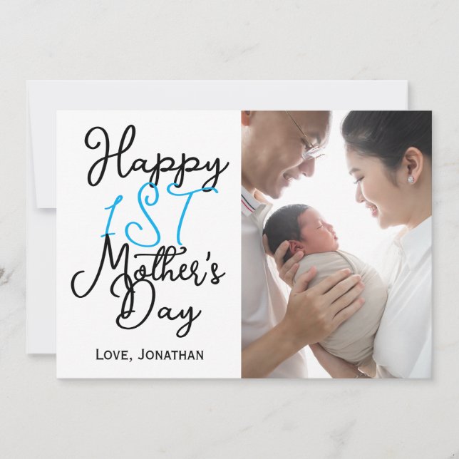 Enkel Elegant första mors dag En bild Julkort (Framsida)