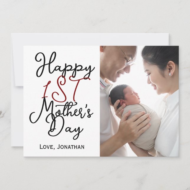 Enkel Elegant första mors dag En bild Julkort (Framsida)