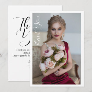 Enkel Elegant Foto Bat mitzvah födelsedag Tack Kort