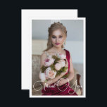 Enkel Elegant Foto Bat mitzvah födelsedag Tack Kort<br><div class="desc">Ett kort med enkel Elegant Foto Bat mitzvah födelsedagstack.. med eleganten Tack i det vita kalligrafiskriptet på framsidan med personligen på baksidan. Anpassa genom att redigera texten i textrutorna. Designad av ©Evco Studio www.zazzle.com/store/evcostudio</div>