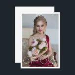Enkel Elegant Foto Bat mitzvah födelsedag Tack Kort<br><div class="desc">Ett kort med enkel Elegant Foto Bat mitzvah födelsedagstack.. med eleganten Tack i det vita kalligrafiskriptet på framsidan med personligen på baksidan. Anpassa genom att redigera texten i textrutorna. Designad av ©Evco Studio www.zazzle.com/store/evcostudio</div>