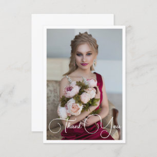 Enkel Elegant Foto Bat mitzvah födelsedag Tack Kort