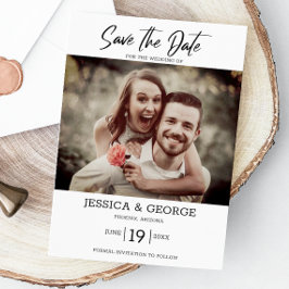 Enkel Elegant Foto Bröllop spara datum Inbjudningar