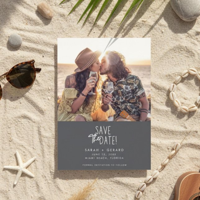 Enkel Elegant Foto Bröllop spara datum Spara Datumet (Simple Elegant Photo Wedding Save the Date)