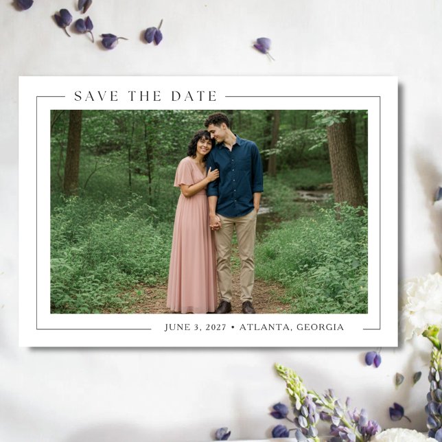 Enkel Elegant Foto Bröllop  Spara Datumet (Simple Elegant Photo Wedding Save The Date)