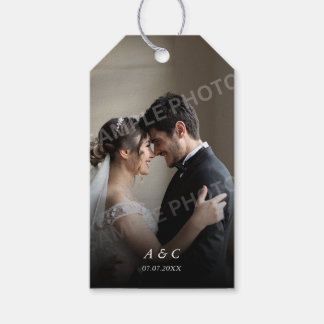 Enkel Elegant Foto Bröllop Tack Presentetikett