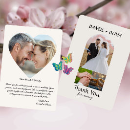 Enkel Elegant Foto Bröllop Tacksamt Kort S Noterin