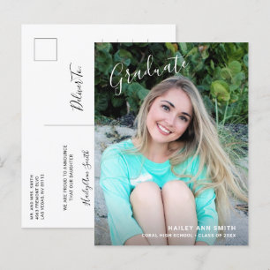 Enkel Elegant Foto Modern Examen Meddelande Vykort