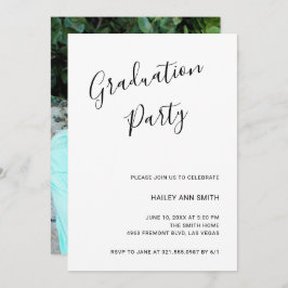 Enkel Elegant Foto Modern Studenten Inbjudningar