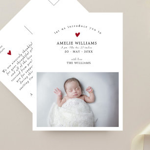 Enkel Elegant Foto Ny Bebis Annonsering Vykort