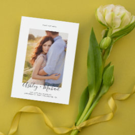 Enkel Elegant Foto QR-kod Bröllop Spara Datumet