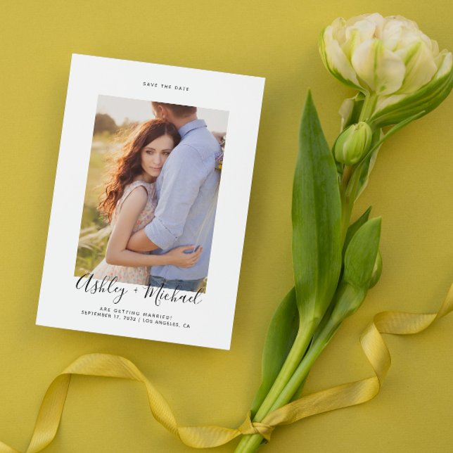 Enkel Elegant Foto QR-kod Bröllop Spara Datumet (Save Our Date! 💍 #ForeverLove)