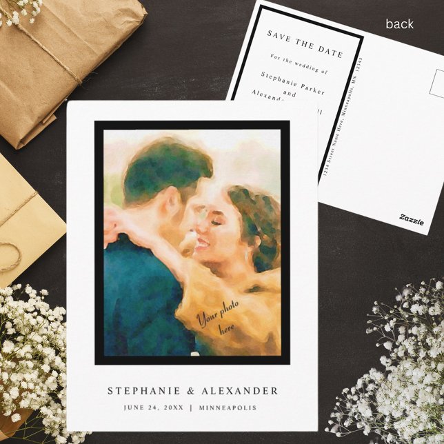 Enkel Elegant Foto Spara Datum Annonsering Vykort (Skapare uppladdad)