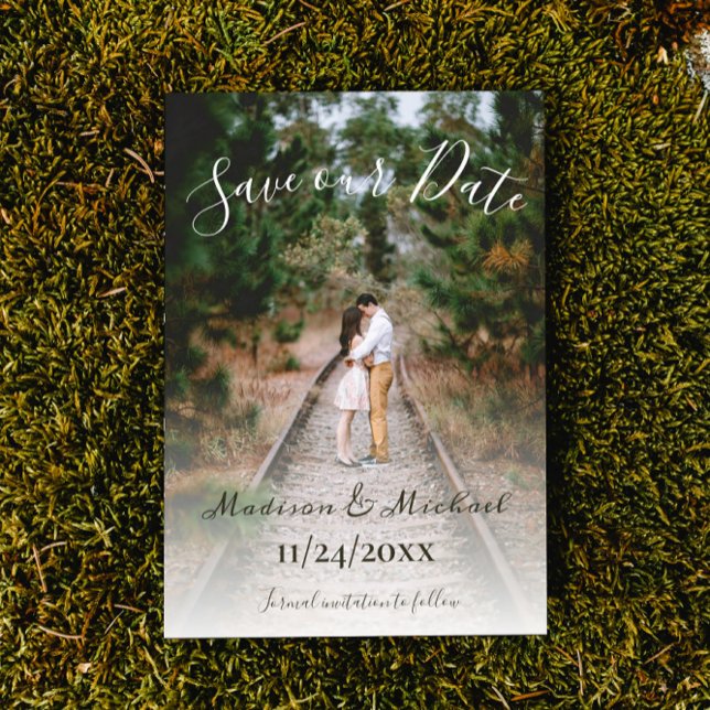 Enkel Elegant Foto Spara datum meddelande Inbjudningar (Simple Elegant Photo Save the Date Wedding Announcement
)