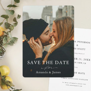 Enkel Elegant Foto Spara datummallen Inbjudningar