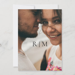 Enkel Elegant - foto, traditionellt monogram Bröll Inbjudningar