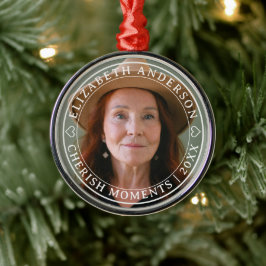 Enkel Elegant, fotoklassisk vit skriptradie Julgransprydnad Metall