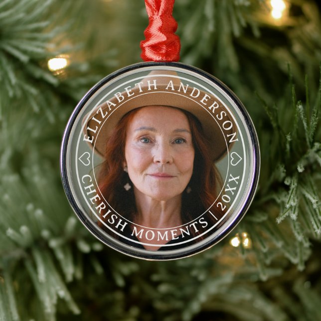 Enkel Elegant, fotoklassisk vit skriptradie Julgransprydnad Metall (Träd)