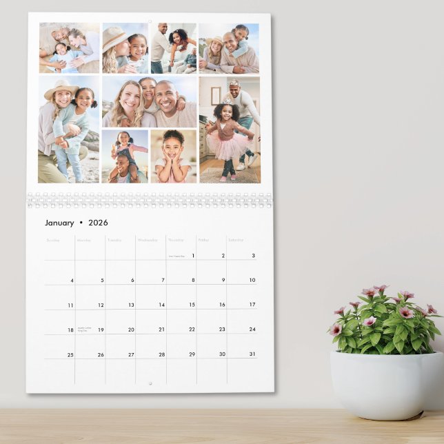 Enkel Elegant Fotokollage Kalender (Simple Elegant Photo Collage Calendar)