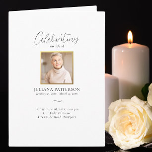 Enkel Elegant Foton Firande i livets begravning Program