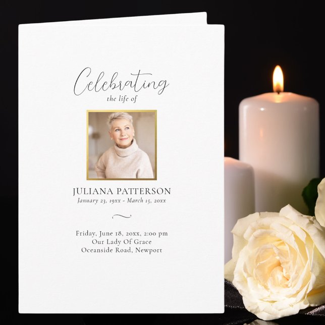 Enkel Elegant Foton Firande i livets begravning Program (Skapare uppladdad)