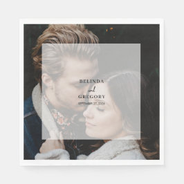 Enkel Elegant Fotoöverlägg Bröllop Pappersservett