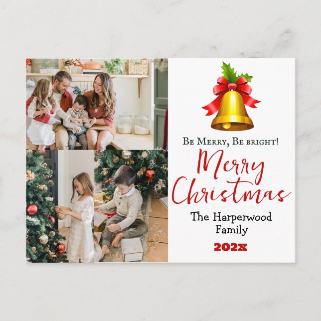 Enkel Elegant - fotopassage för julfamiljen Helg Vykort (Framsida)