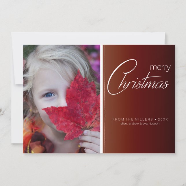 Enkel Elegant Fotoredigerbar Högtid Julkort (Framsida)