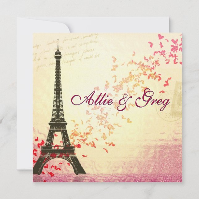 Enkel, Elegant Fransk, mall för inbjudan (Framsida)