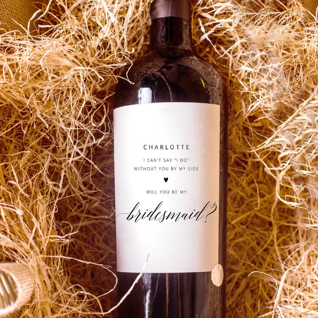 Enkel Elegant Frieri Bridesmaid Vinflaska Etikett (Skapare uppladdad)
