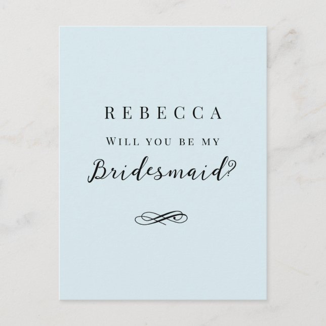 Enkel elegant Frieri Bridesmaid Vykort (Framsida)