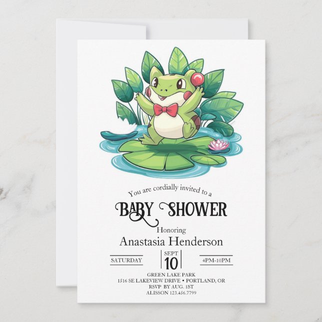 Enkel Elegant Frog Baby Shower Inbjudningar (Framsida)