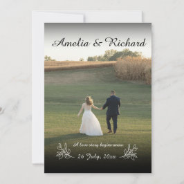 Enkel Elegant Full Foto Minimalistisk Bröllop Inbjudningar