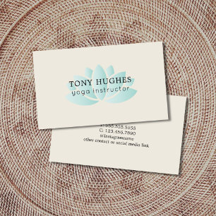 Enkel Elegant Gammal vit turkos Lotus Icon Yoga Visitkort