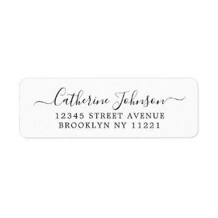 Enkel Elegant Girly Chic Script Calligraphy Black Returadress Etikett